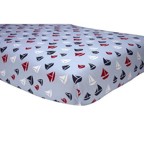 Sadie & Scout Sailboat Crib Sheet – Blue by Crown Craft