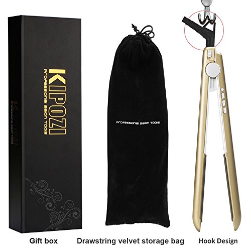 KIPOZI Pro Haarglätter Ionen Glätteisen Salon 230 Digital LCD ionische Titan-Platten Anti-Spliss Haarstyling Dual-Spannung (100-240 V,Gold) - 6
