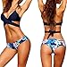 Produktbild Bikini Damen,Binggong Reizvoller Frauen Bikini Set Bademode Push-Up Gepolsterter BH Badeanzug Kreuzgurte Sling Beachwear Blauer Druck Bikini Mode Mädchen (Blau, XL)