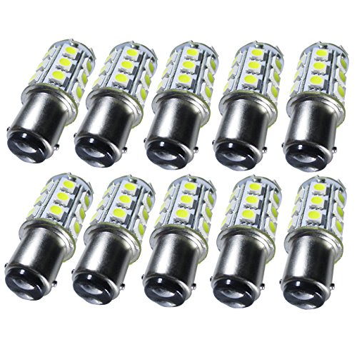 GLMING Ba15d 1076 1142 1004 Car LED Bulb Internal Light Tail Lights Turn Signal Light 24leds 5050 Smd AC/DC12v-24v Cool White Pack of 10