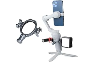 ARNARKOK Adapter do butów błyskowych do DJI Osmo Mobile 3 OM4, OM5 i OM6, klips o-ring połączony z mikrofonem i akcesoriami świetlnymi LED za pomocą 2 uchwytów do butów błyskowych obracających się o 360 stopni