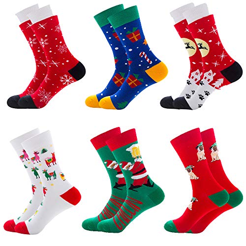 ZYTC Calcetín navideño decorativo Medias seis pares de otoño e invierno 39-46 Código europeo calcetines neutros calcetines de mujer medias cálidas calcetines de algodón regalos para adultos (uno)