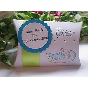 10 Gastgeschenke zur Taufe in türkisblau - grün