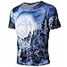 Produktbild Pottoa Männer Shirt, Lustige Jungen Männer 3D Wolf gedruckt T-Shirts Bluse Sommer Kurzarm Top Tee Herren Bluse Freizeithemd Herren Kurzarm-Shirt Slim-FitSweatshirt Oberteil Tank Top (Blau, M)