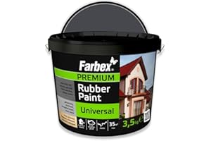 FARBEX Peinture Caoutchouc Liquide Étanche Intérieur/Extérieur - Revêtement Élastique Pour Toiture, Terrasse, Balcon - 3,5 kg Graphite - Étanchéifie Et Protège Toutes Surfaces