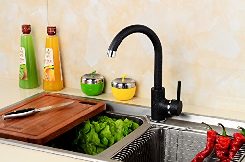 9821C Granit Qualitäts Einhand Mischbatterie Einhebel Armatur Schwarz NEU - 2