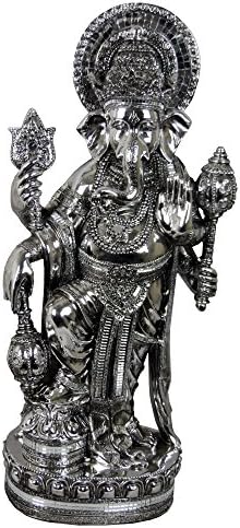 Wire Lamps LTD Silver Ganesh Standing Mosaic Mirror Ornament Figurine Ganesha