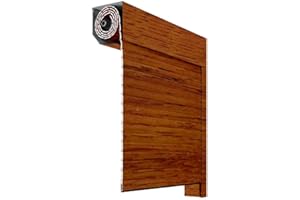 PERSIANAS EN LA RED Kit Completo de Persiana de Aluminio de 45º con Motor y pulsador de Pared (1000X2200MM, EMBERO(Imitacion Madera))