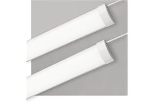 Sundertech 4FT LED Batten Light [Pack of 2], 32W 3550LM Energy Saving 6500K Daylight, Low Profile Surface Mount Light, for Garage, Workshop, Cellar, Basement