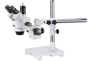AMSCOPE Microscope stéréo trinoculaire sur bras avec perche Zoom 7x-45x