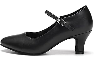 JUODVMP Women's Character Ballroom Dance Shoes Black Closed Toe Modern Salsa Tango Dance Pumps Latin Dance Practice Shoes Model L272