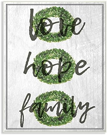 Stupell IndustriesLove Hope Family Boxwood Wreath Wall Plaque Art, 10 x 0.5 x 15, Proudly Made in USA