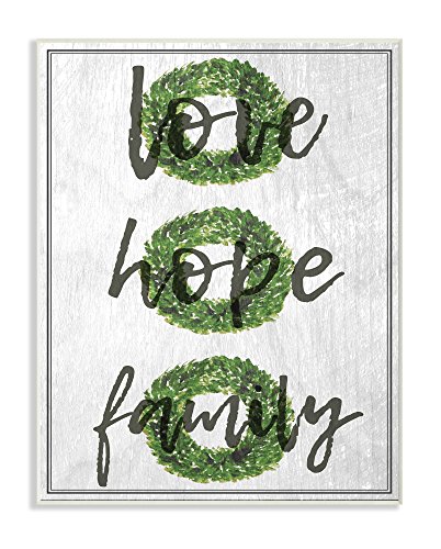 Stupell IndustriesLove Hope Family Boxwood Wreath Wall Plaque Art, 10 x 0.5 x 15, Proudly Made in USA