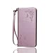 Produktbild Samsung Galaxy A5 2016 Hülle Leder Handtasche Mode Blumen Schmetterling Muster Weiblich LederHülle Brieftasche Stoßfest HandyHülle für Samsung Galaxy A5 2016 A510 Schutzhülle Handytasche Flip Ledertasche Elegant Schutz Magnetverschluss Schale Tasche Standfunktion Karteneinschub, Roségold