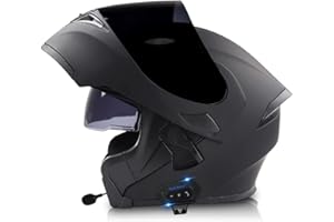 LETETEXI Motorcycle Helmet Flip-Up Modular Helmets with Bluetooth Helmet, DOT ECE Certified Full Face Helmet Scooter Helmet Crash Helmet Double Anti-fog Visors Ideal for Men Women 57~64cm
