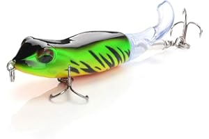 MITHO-STORE Wobbler , Whopper Plopper,Frosch Wobbler, Fischköder, kunstköder, Raubfischangeln, Raubfisch, Raubfischköder, Oberflächenköder, Schwimmköder, 9cm 11Gramm, Rotierender Schwanz, Popper, Angeln, Frog
