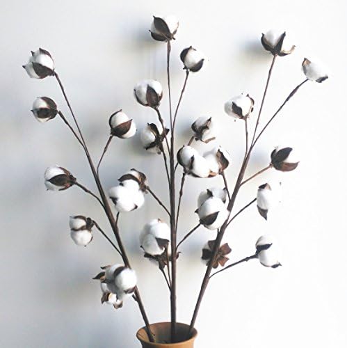 3 Faux Cotton Stems of 8pcs 9pcs 10pcs Bolls Balls Cotton Stalk Spray,25-30'' Tall