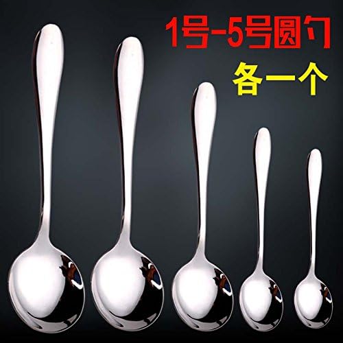 Stainless Steel Spoon Soup Spoon Handle Stir Spoon Cutlery Set Of 5, Round Spoon