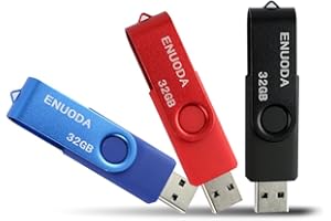 Lot de 3 Clé USB 32 Go ENUODA USB 2.0 Flash Drive Stockage Rotation Disque Mémoire Stick ,Mixte Couleur:Rouge Noir Bleu