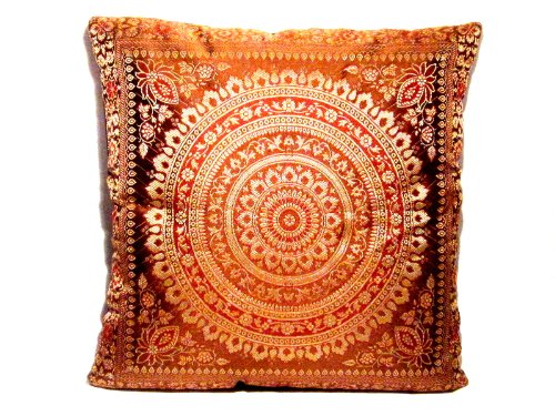 Indische Seide Deko Kissenbezüge 40 cm x 40 cm, Extravaganten Design für Sofa & Bett Dekokissen, Kissenhülle aus Indien (Angebot gültig nur für ein Woche) - 2