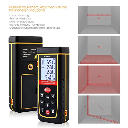 Tacklife Professional Laser Entfernungsmesser Distanzmessgerät 0,05~80m/±2mm Distanzmesser distanz messgerät mit LCD Hintergrundbeleuchtung, Ein Ideales Geschenk für Vatertag - 4