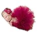 Jastore Photography Prop Baby Newborn Wine Red Tutu Costume Headband Dress