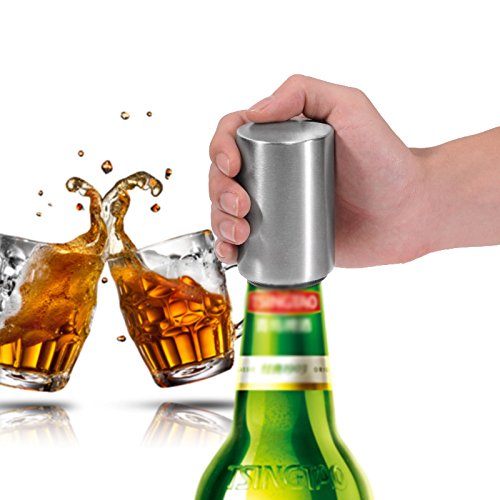 Preisvergleich Produktbild Tofree Flaschenöffner, Tragbar Edelstahl Ergonomische Automatische Bier Öffner mit magnetische Kappe Catcher für kohlensäurehaltige Getränke, Wasser, Soda öffnen Vermeiden Hand Verletzt
