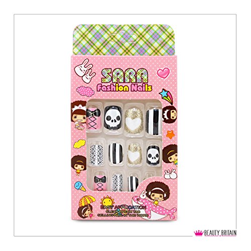12 Sets Falsche Nägel für Kinder Pre-Glued einzeln verpackt viele Designs Farben - 4
