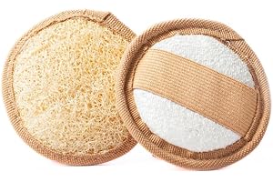 LOOFAH CRAFTS LoofahCrafts – 2 almohadillas exfoliantes faciales con lufa egipcia natural y algodón – Esponja facial para limpieza profunda, exfoliación suave, cuidado de la piel