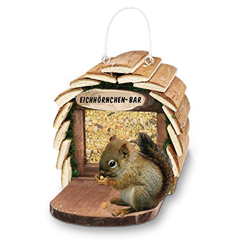Gardigo Eichhörnchen-Bar Futterspender aufhängbares Futterhaus aus Holz naturfarben