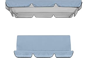 JACKRULER Toile de Balancelle de Jardin avec Toit et Coussin,Toit Balançoire Auvent,Toit de Rechange pour balancelle de Jardin Toile de Balancelle Jardin 190T, 195×125×15cm Charge maximale 260 kg