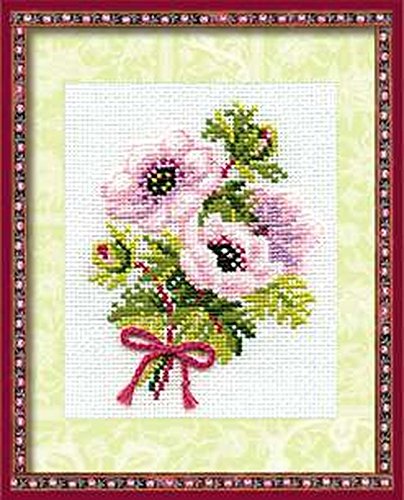 Riolis Stickbild-Set, Motiv Anemonen, Kreuzstich, verschiedene Farben