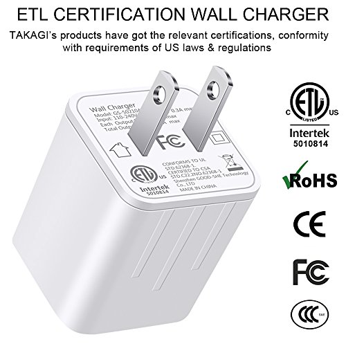 iPhone Charger, TAKAGI 2 PACK 6feet Extra Long Lightning Cable Durable Fast Charging Data Sync Cord with USB Wall plug Charger for iPhoneX/8/7/6S/6/Plus/SE/5S/iPod/iPad Mini