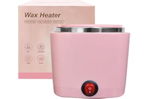 Lazy Lady Mini scaldacera professionale,scalda cera per ceretta brasiliana,con pentola in silicone, per tutti i tipi di ceretta su gambe, braccia, viso e bikini (quadrato, rosa)
