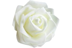 CUTEFLY 50 x główki piankowe, główki kwiatów, sztuczne kwiaty, bukiet ślubny, dekoracja domu, róże, kremowe