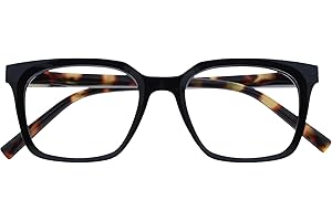 OPULIZE KOI Gafas de Lectura - Elegante Marco Rectangular Ancho - Visión Óptima - Negro - Hombre Mujer - Bisagras de Muelle - R50-1 - +1.00