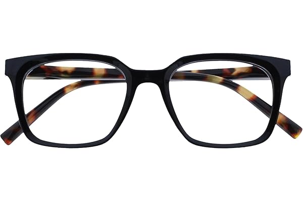 OPULIZE KOI Gafas de Lectura - Elegante Marco Rectangular Ancho - Visión Óptima - Negro - Hombre Mujer - Bisagras de Muelle - R50-1 - +1.50