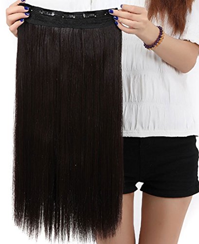 S-noilite® Fashion 23 Inches (58cm) 3/4 Full Head One Piece 5clips Clip in Hair Extensions Extension Long Straight All Colors (Dark Brown)