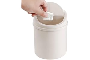 KONGOU Papelera de Escritorio con Tapa Giratoria, Cubo de Basura Pequeño para Interior de Coche, Cocina, Dormitorio, Oficinas