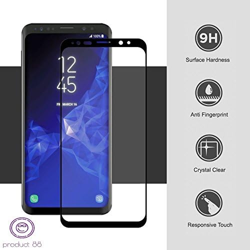 Product88 Samsung Galaxy S9+ S9 Plus 3D Curved Edge To Edge Full Tempered Glass Flim Screen Protector For Samsung Galaxy S9+ S9 Plus Glass (Black)