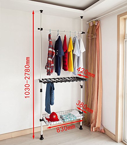 SoBuy® Teleskop Garderoben System, Kleideraufbewahrungssystem, Regalsystem, FRG35 - 2
