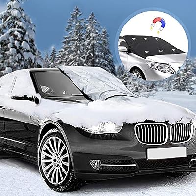 omitium Couverture Pare-Brise Voiture Bache Pare Brise de Voiture Protection magnétique Pare-soleils Avant Auto pour Anti-Neige, Givre, UV pour SUV La Plupart des Véhicules - 210 x 120 cm