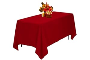 Kapwall Red Table Cloth - 60X102Inch (152x260cm) Polyester Rectangle table cloth For 6 Foot Table In Washable Stain and Wrinkle Resistant, christmas tablecloth for Dining, Buffet Parties and Picnic