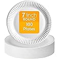 Venuscello® 100 x Paper Plates 7 Inch (18cm) Disposable White Dishes for Party Ideal for Birthday Parties, Catering, Takeaway Food, Wedding, BBQ