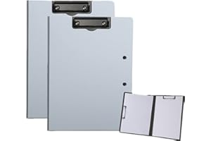 RIKYO 2 Pcs Folding Clipboard,Waterproof File Folder Clipboards,A4 or A3 Size File Cover Folder Writing Clipboards with Two Metal Clip,Support Horizontal and Vertical (Grey)