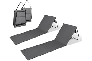 INTIMO COLLECTION Intimo Living Set of 2 Beach Loungers with Fully Adjustable Backrest - The Beach Mats Filled with Comfort Foam are Ultralight and Folds Up to Save Space - Grey