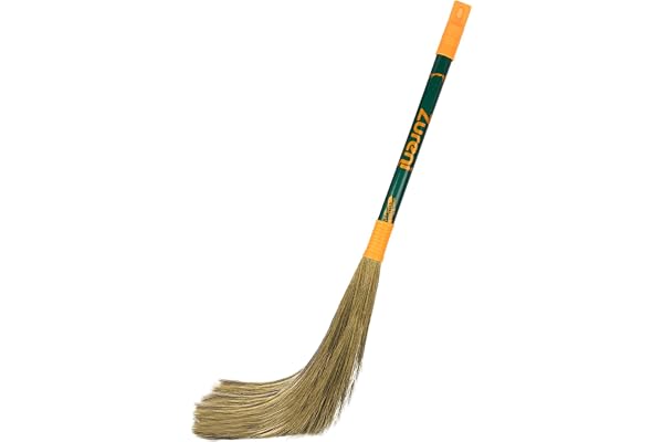 Zureni ZN-BR-08 Floor Broom with Natural Soft No Dust Grass Long Stick Jhadu for Home Pantry Office Cleaning (Random Colours)