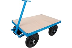 LOADSURFER 1000kg Heavy Duty Site Trolley Platform Hand Truck Cart with Pneumatic Wheels Blue