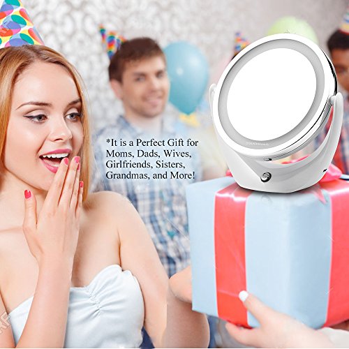 TOUCHBeauty TB-1276 Aufladbarer Kosmetikspiegel 1 X / 5 X Vergrößerung mit LED Beleuchtung Rasier- & Make Up-Spiegel Doppelseitiger 360° Drehbar - 7
