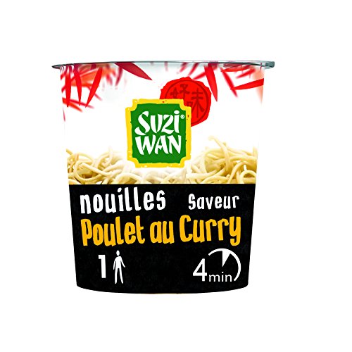 SUZI WAN Nouilles instantannées en pot - Cup Noodle - Poulet au curry 62g - prêtes en 4 min - Pack de 8 unités